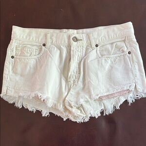 We The Free FP White Distressed Jean Shorts Size 27